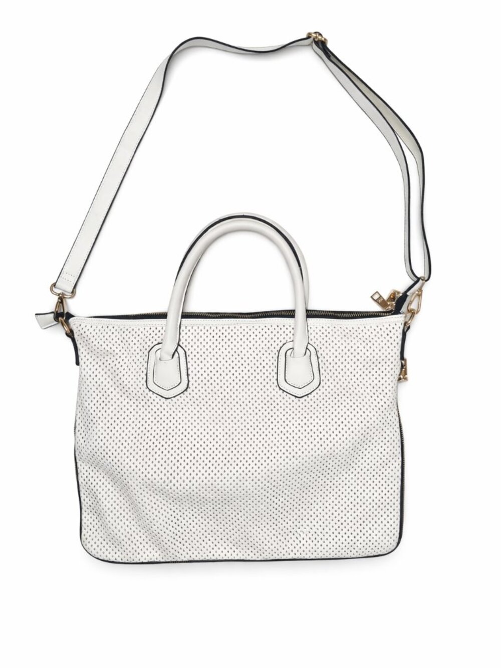KGB Studio White Perforated Leather Handbag